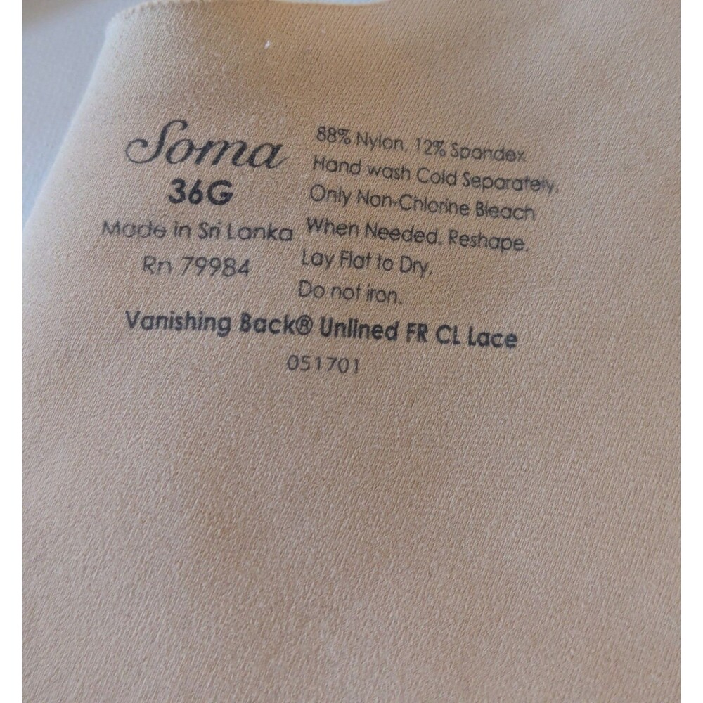 2 Soma Beige Underwire Bras Sz 36G Vanishing Back Front Closure & Enticing Lift - Picture 8 of 9